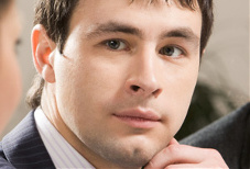 business man thinking about data security